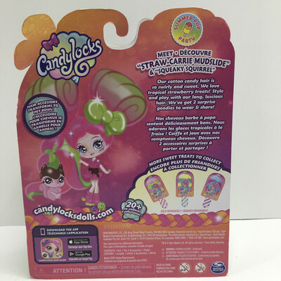Candylocks Straw-Carrie Mudslide 3" Scented Doll and Pet with Accessories