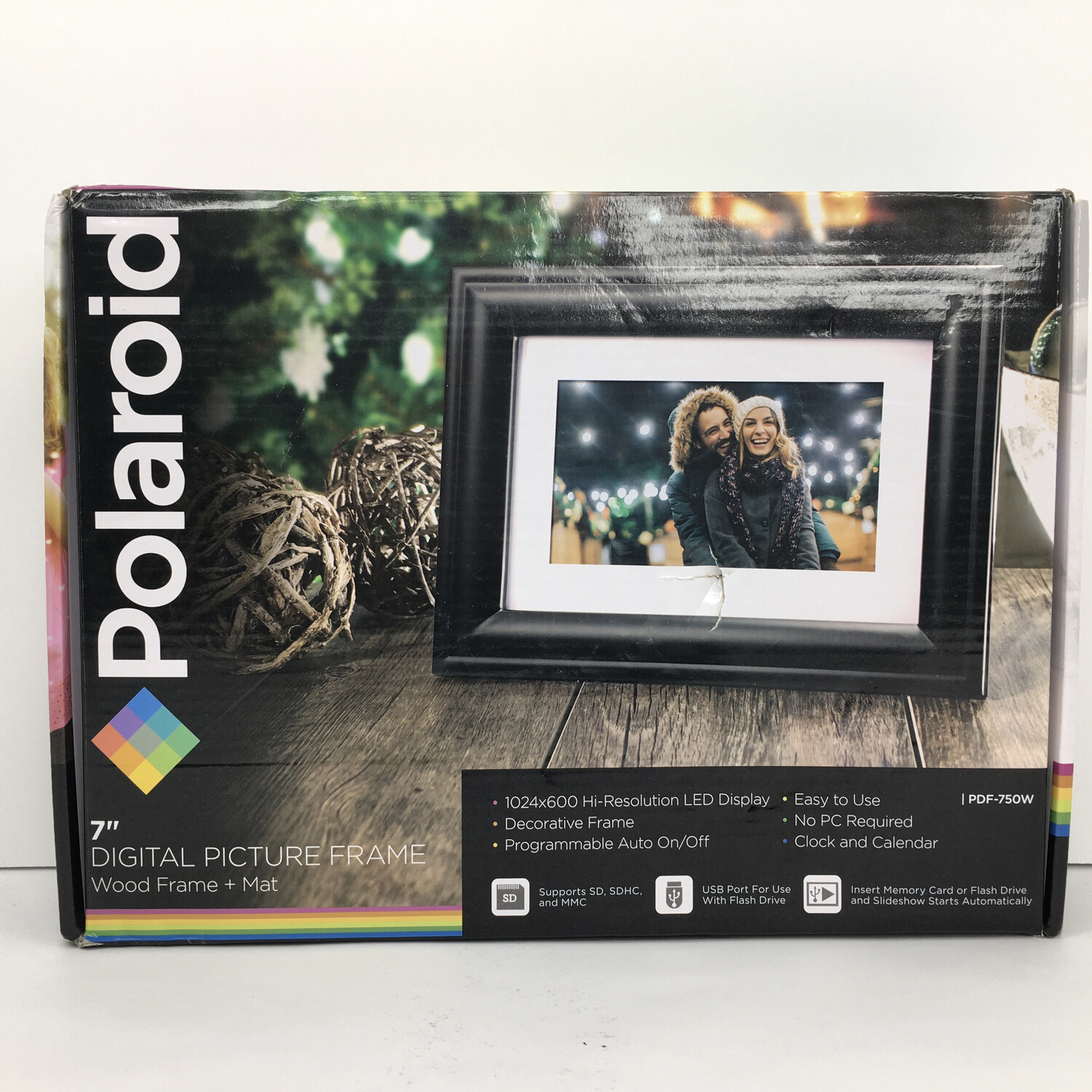 Polaroid Digital Photo Frame 7&quot; Screen - Black