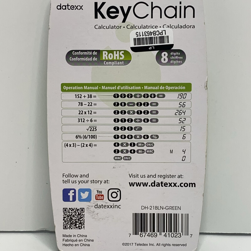 Basic Calculator datexx Silver Pink Green