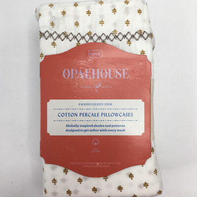 Opalhouse 2 King Pillowcases White Gold Indian Ditsy Cotton 20x40 inch