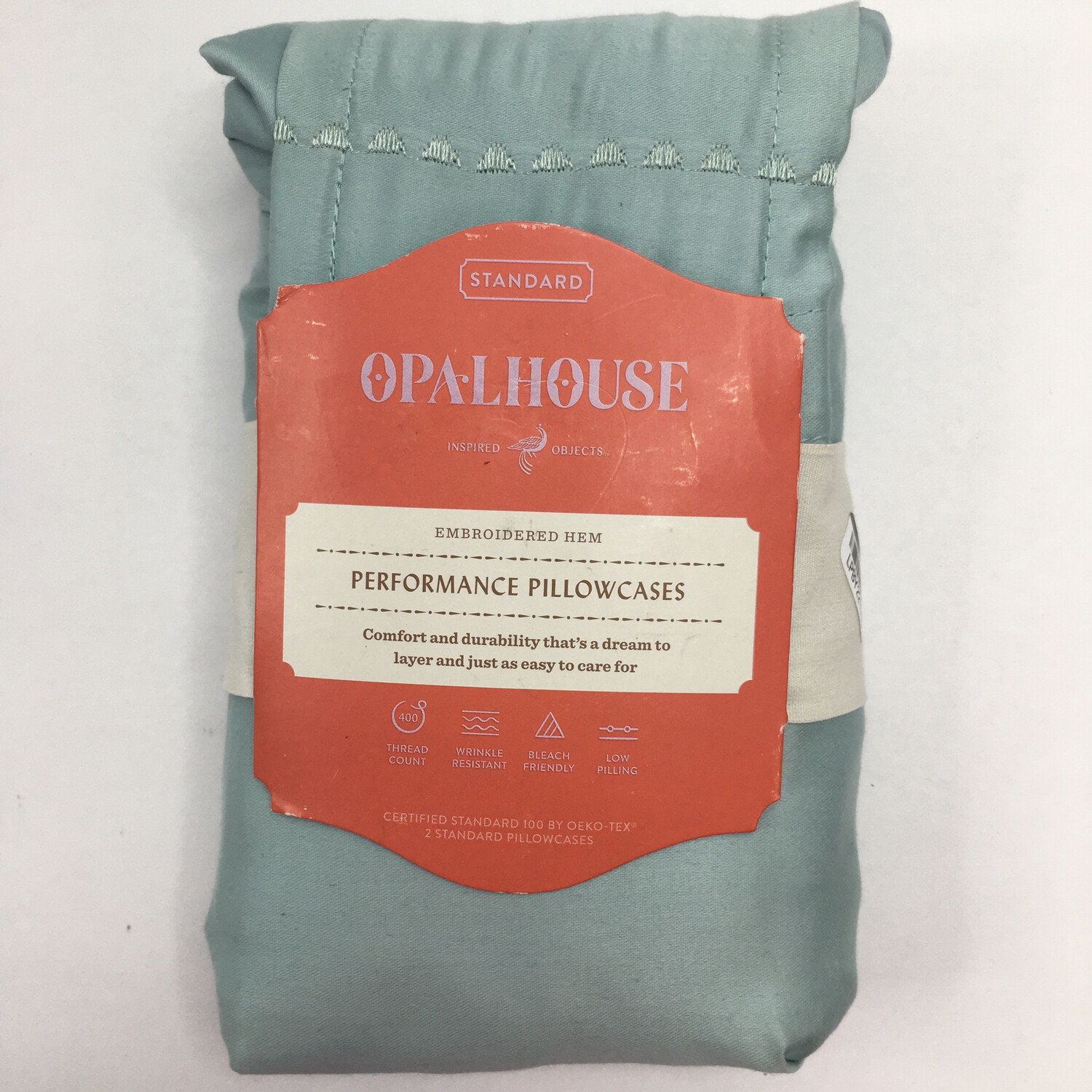 Standard 400 Thread Count Cotton Performance Pillowcase Set Carribean Aqua - Opalhouse