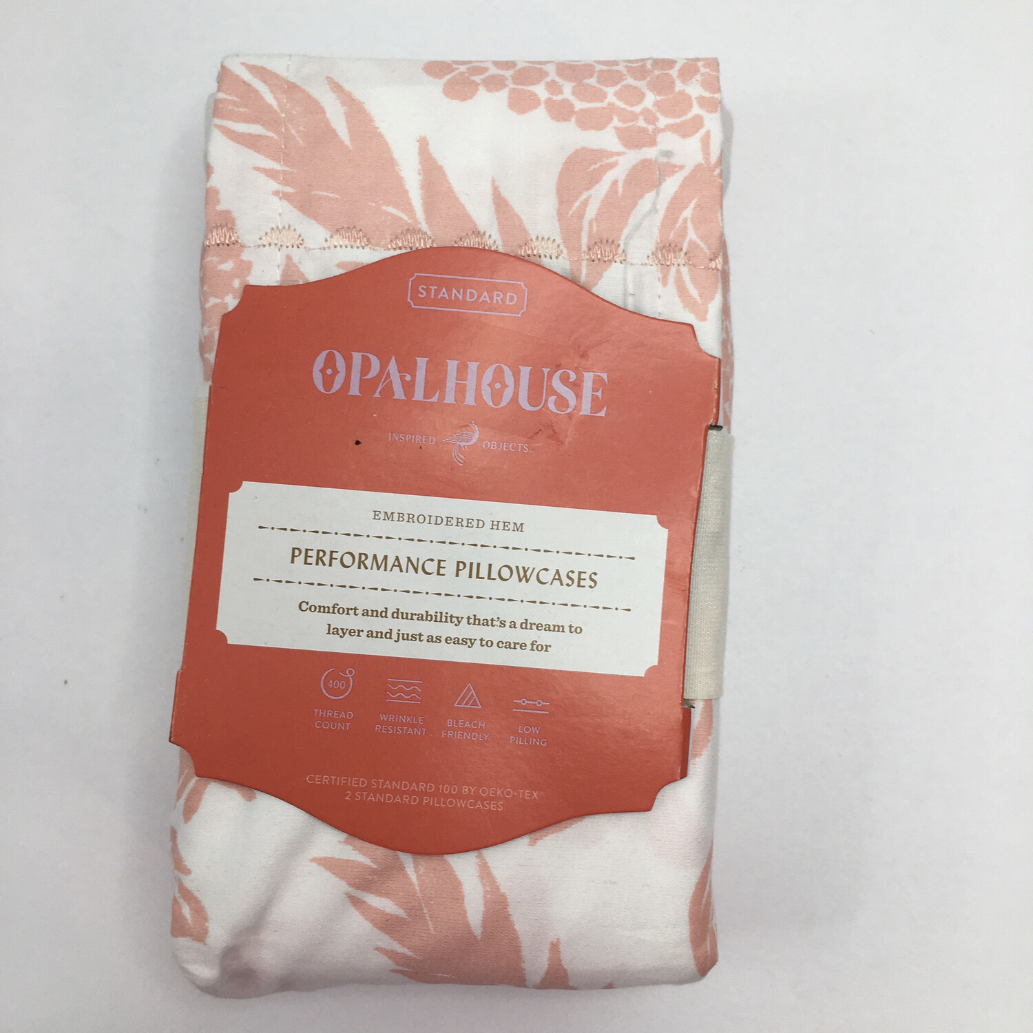 Standard 400 Thread Count Floral Print Cotton Performance Pillowcase Set White/blush - Opalhouse