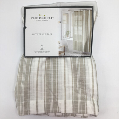 Threshold Linen Stripe Shower Curtain 72&quot;x 72&quot; 100% Cotton