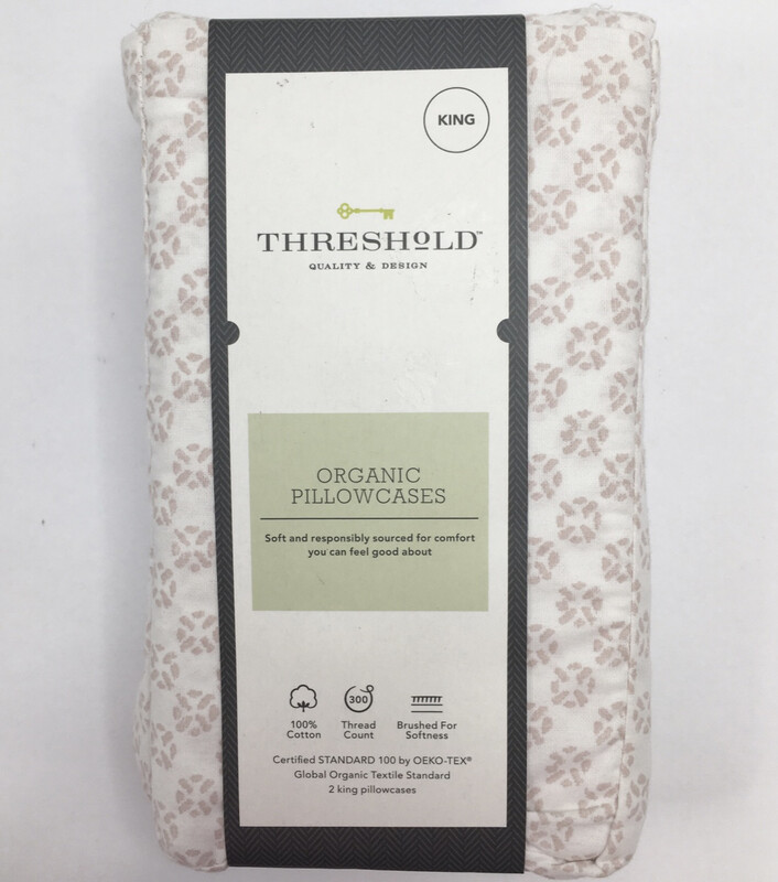 Threshold Organic Cotton Printed Pillowcase Set - White/Pink - Size:King