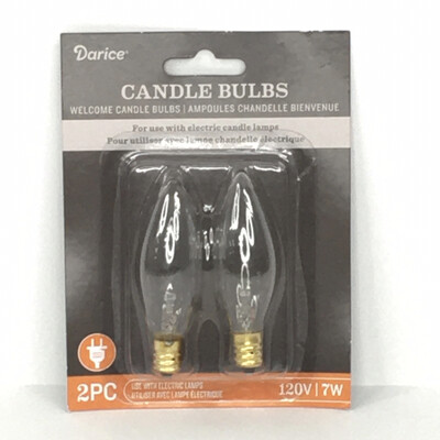 Darice 7 Watt 120 Volt Screw Base Clear Candle Bulbs Christmas Light Bulbs, 2 Count Lot Of 2 Packs