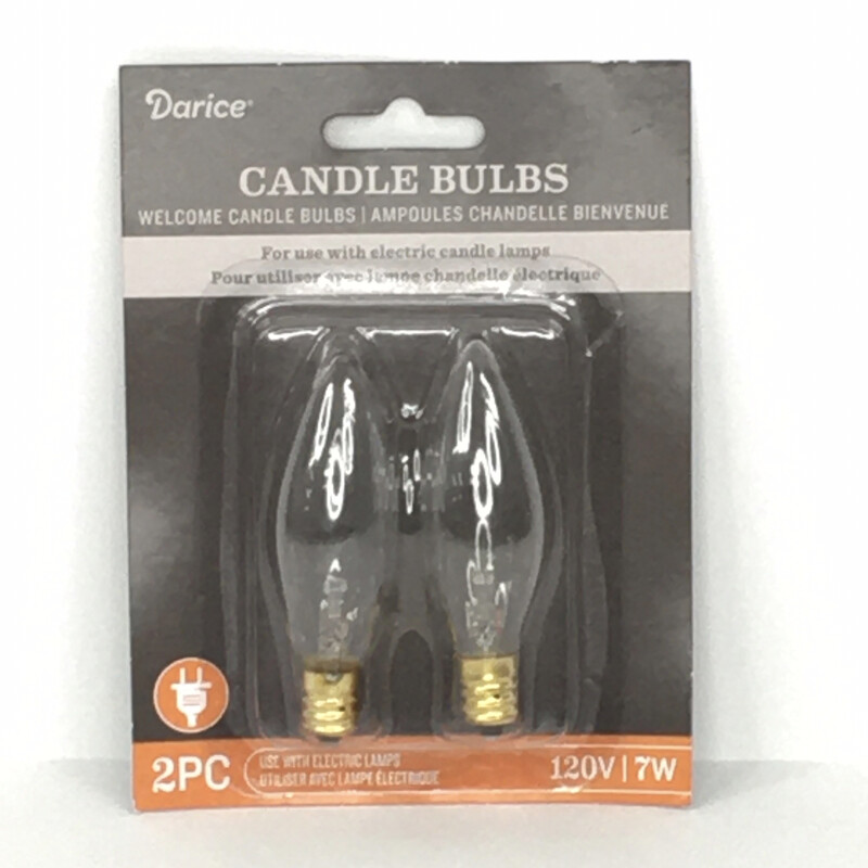 Darice 7 Watt 120 Volt Screw Base Clear Candle Bulbs Christmas Light Bulbs, 2 Count Lot Of 2 Packs
