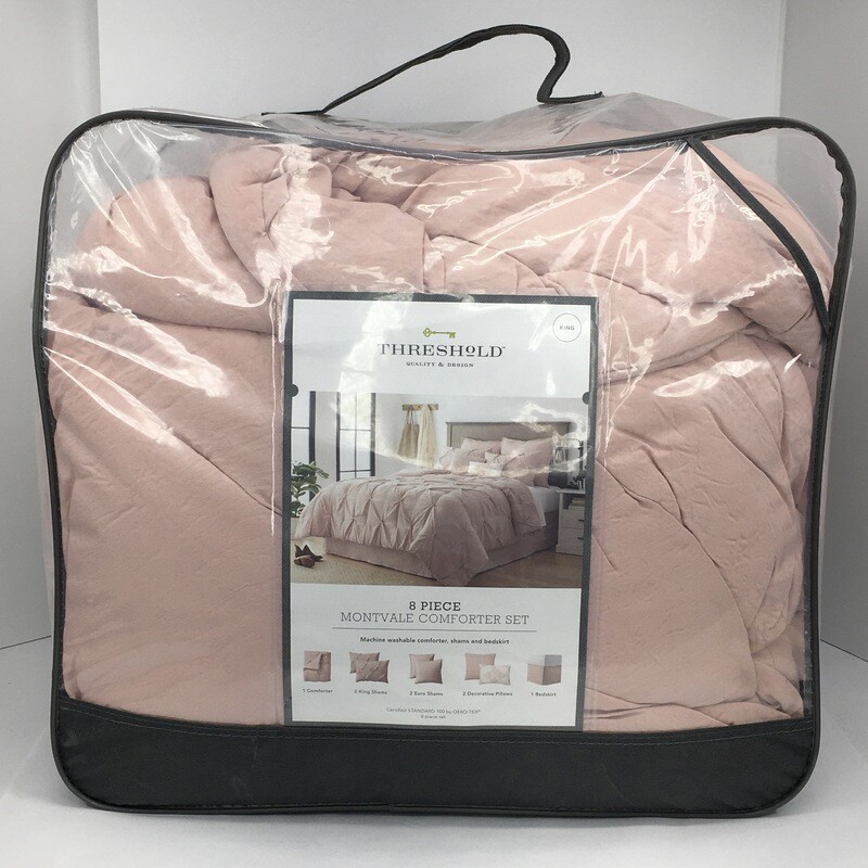 King 8pc Montvale Pinch Pleat Comforter Set Blush - Threshold