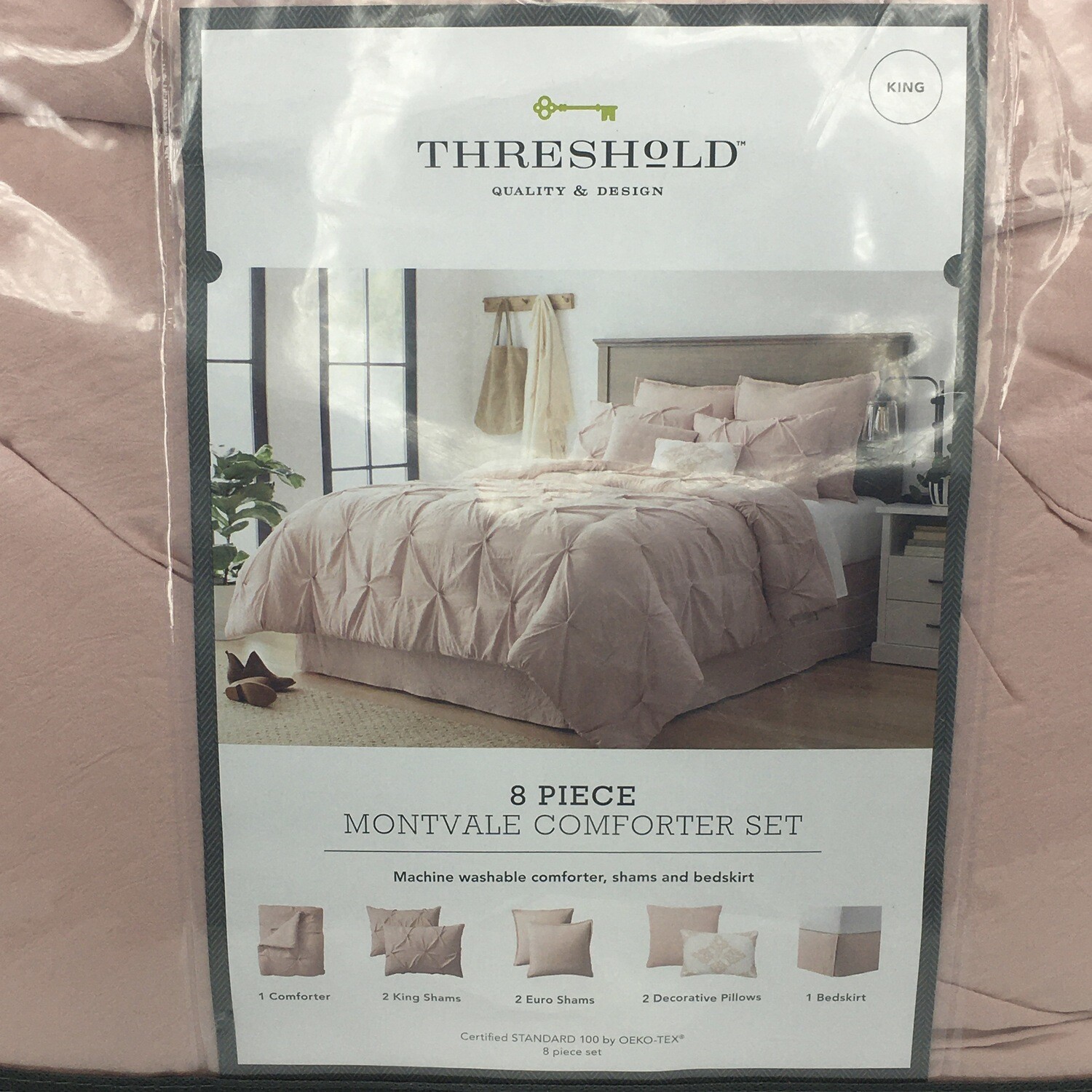 King 8pc Montvale Pinch Pleat Comforter Set Blush - Threshold