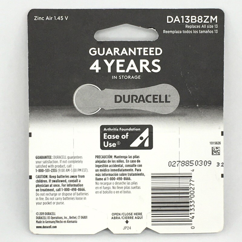 Duracell 13 DA13B8ZM 8 Pack Best Before March 2024