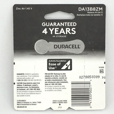 Duracell 13 DA13B8ZM 8 Pack Best Before March 2024