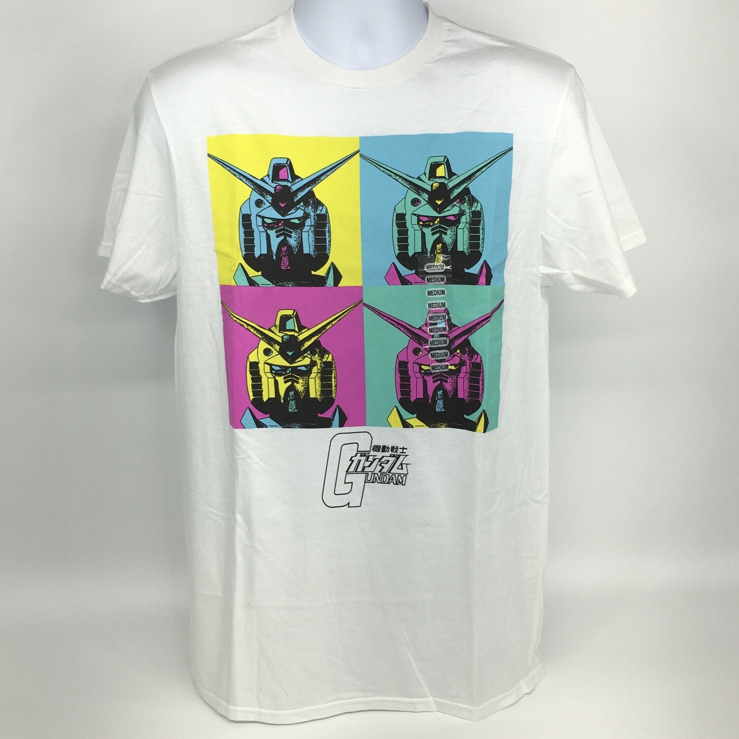 Crunchyroll Gundam Mobile Suit Pop White T-Shirt Med. Large XL