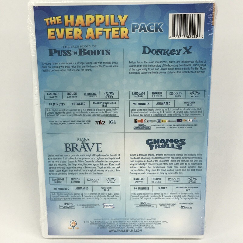 The Happily Ever After Pack DVD 4 Movies The True Story Of Puss 'n Boots Donkey X Kiara The Brave Gnomes &amp; Trolls