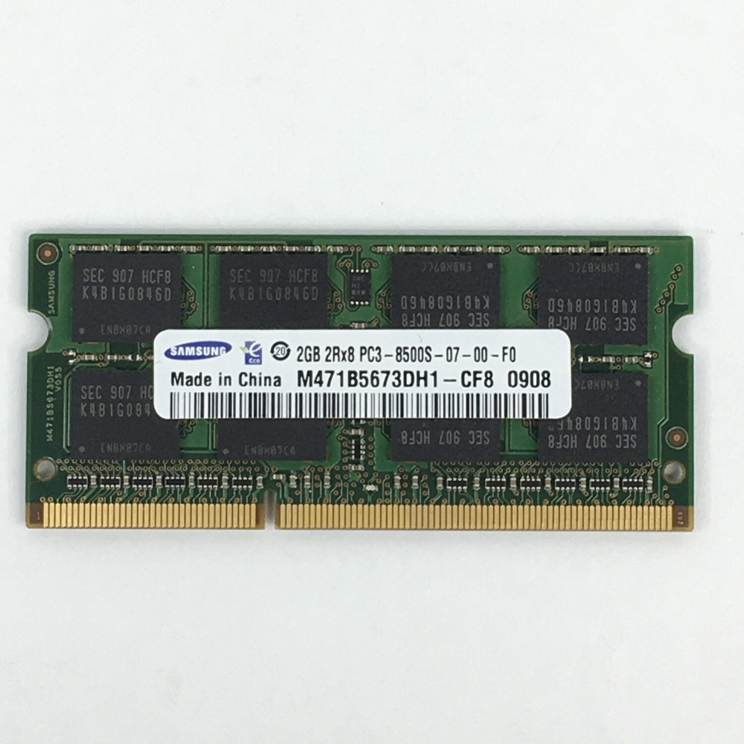 Samsung 2GB Ram Laptop 2Rx8 PC3-8500s - 07-00-F0 M471B5673DH1 - CF8 0908