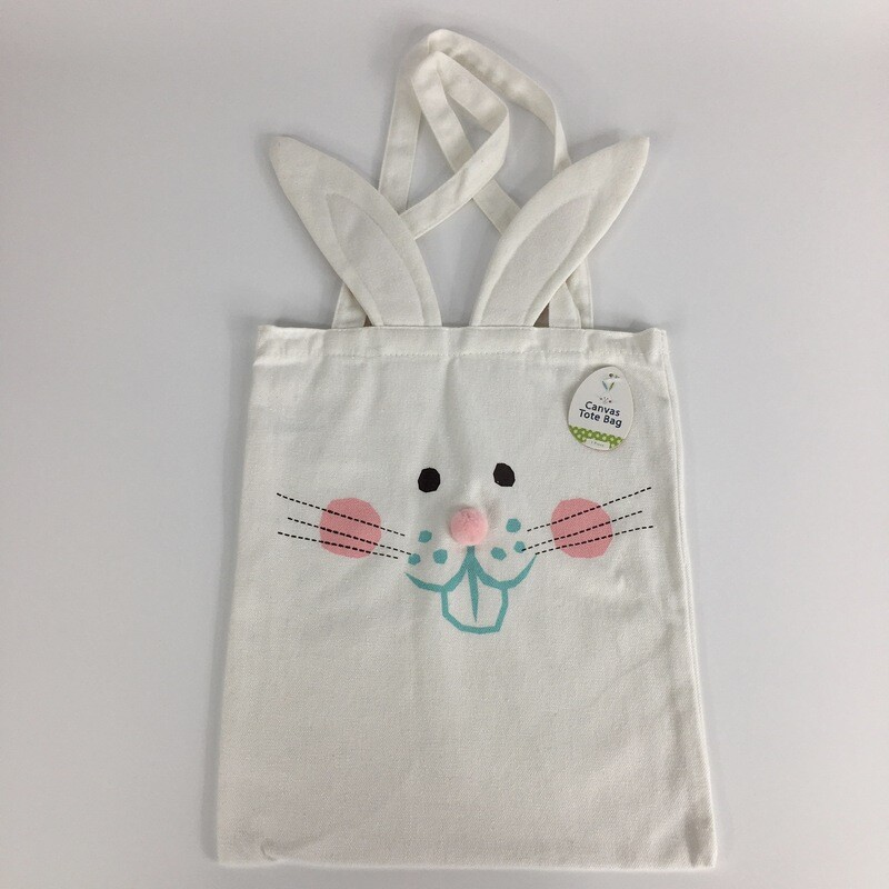 Easter Bunny Canvas Tote Bag Girls Easter Egg Hunt Bag 10in x 12in  Buy 4 or More Only $1.25 each