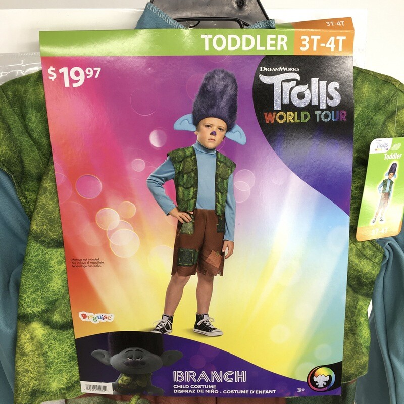 Trolls World Tour Branch Halloween Costume Toddler (3T-4T)