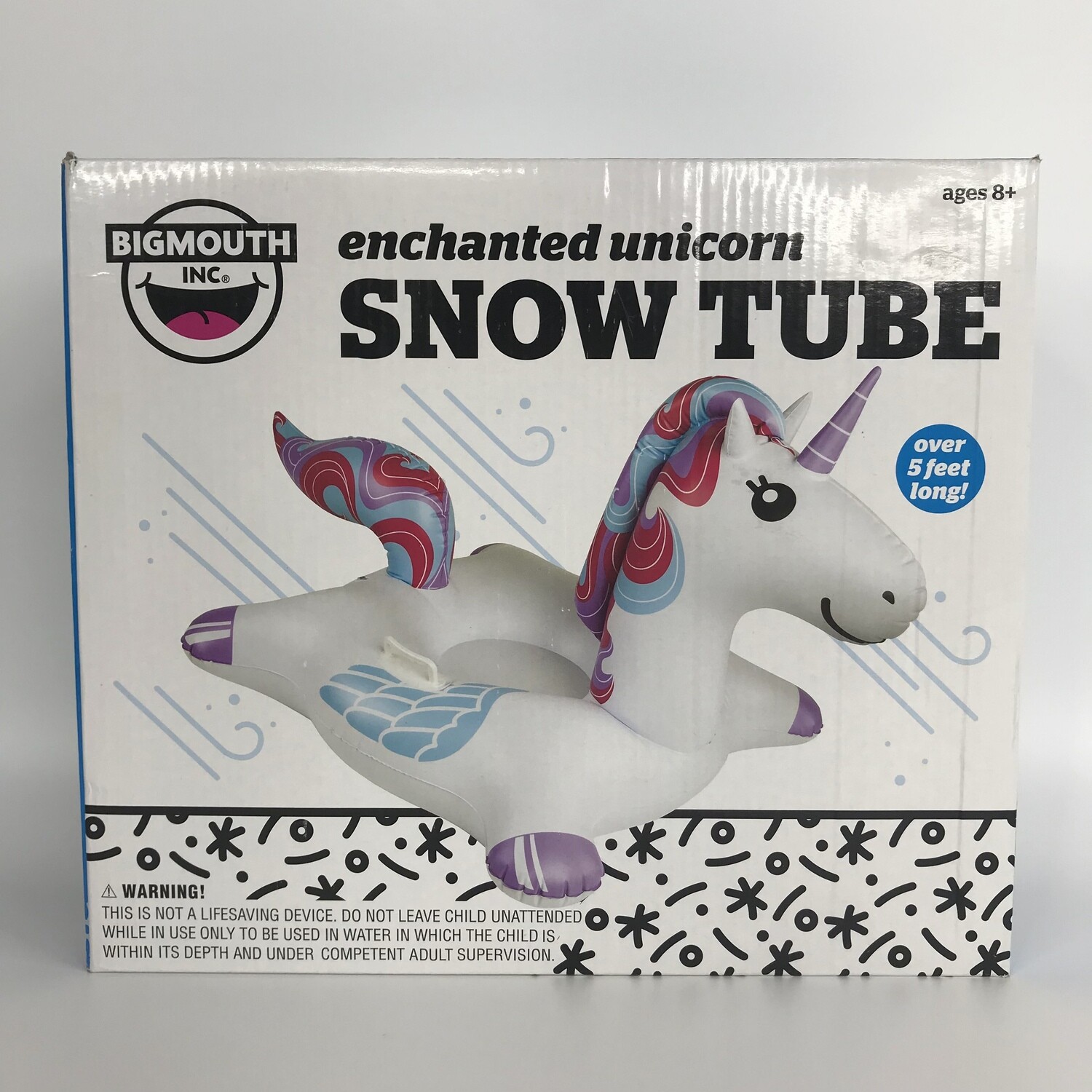 Enchanted Unicorn Snow Tube 61”L x40”W x36”H BigMouth Inc. 198lb Weight Limit