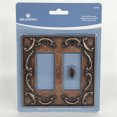 Brainerd Double Decorator Wall Switch Plate Sponged Copper French Lace 64260