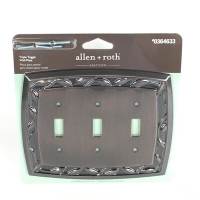 Allen + Roth Eastview 3-Gang Dark Oil-Rubbed Bronze Triple Toggle Wall Plate 0364633