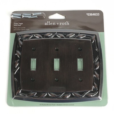 Allen + Roth Eastview 3-Gang Dark Oil-Rubbed Bronze Triple Toggle Wall Plate 0364633
