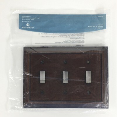 Brainerd Triple Switch Wall Plate Cover Espresso Classic Architect 3975032 W31566-ESO-CP