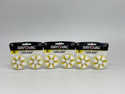 RAYOVAC Size 10 Hearing Aid Battery 12 Pack Lot of 3 Packs