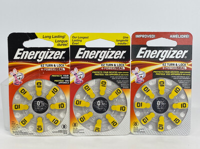 Energizer AZ10DP-8 Size 10 Hearing Aid Battery 8 Pack Lot of 3