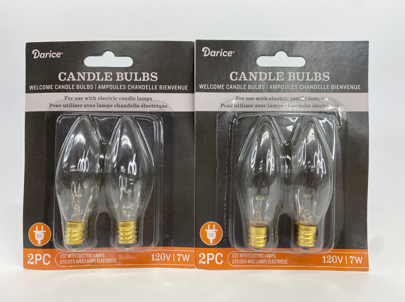 Darice 7 Watt 120 Volt Screw Base Clear Candle Bulbs Christmas Light Bulbs, 2 Count Lot Of 2 Packs