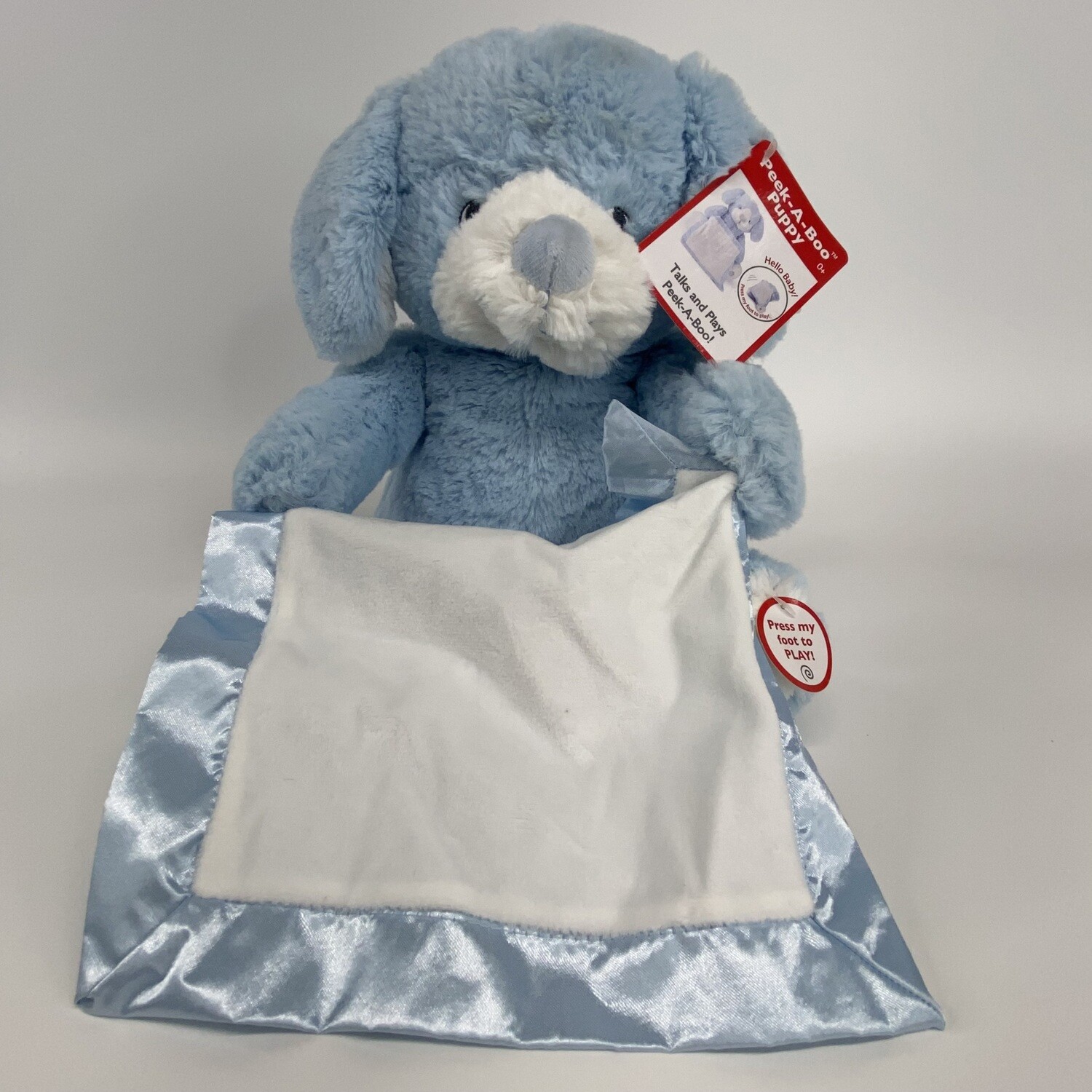 Peek A Boo Puppy Blue Stuffed Animal Plush Toy Talks and Plays Peek-A-Boo