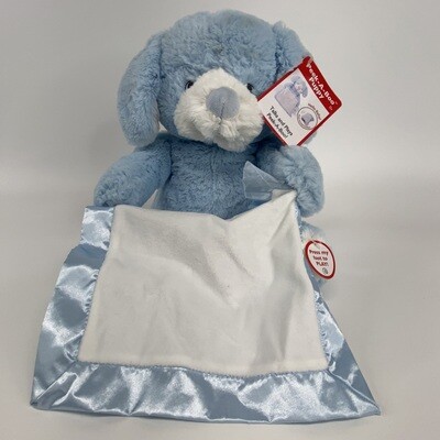 Peek A Boo Puppy Blue Stuffed Animal Plush Toy Talks and Plays Peek-A-Boo