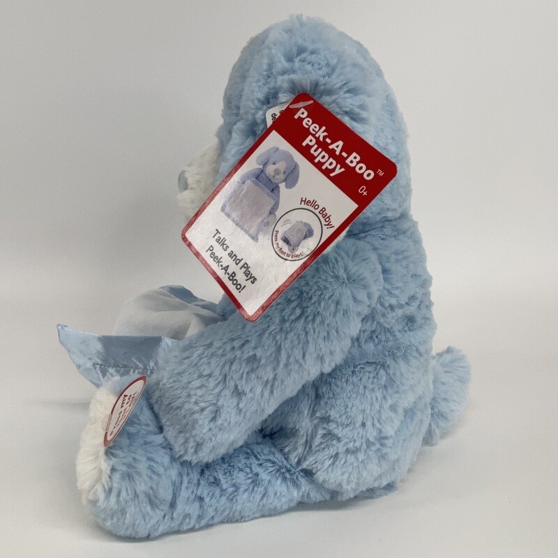 Peek A Boo Puppy Blue Stuffed Animal Plush Toy Talks and Plays Peek-A-Boo