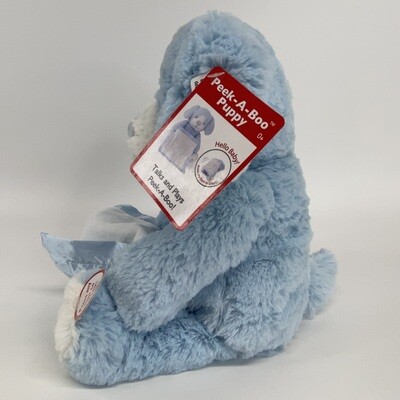 Peek A Boo Puppy Blue Stuffed Animal Plush Toy Talks and Plays Peek-A-Boo