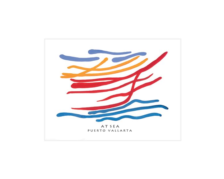 5&quot; AT SEA, PUERTO VALLARTA, MATTED,  SIGNED SOUVENIR PRINT