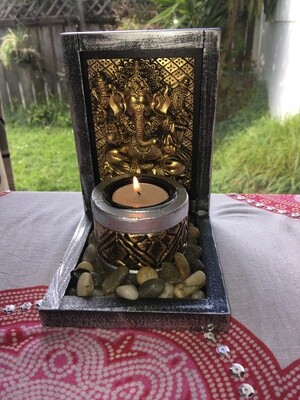 Ganesh Gold Candle Holder