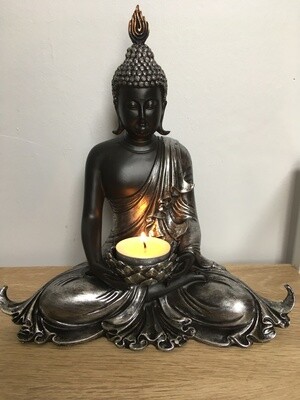 Buddha Candle Holder Black and Silver