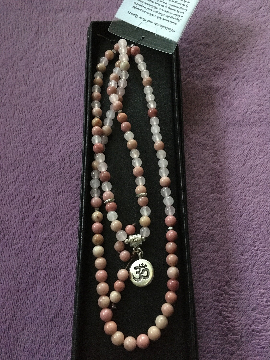Rhodochrosite and Rose Quartz Mala Beads
