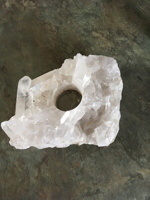 Clear Quartz Cluster Candle Holder