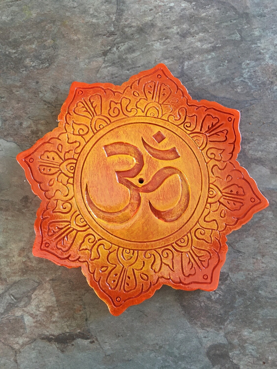 Orange Om Incense Burner