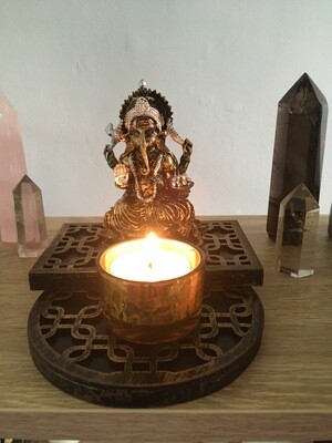 Ganesh w Gold Candle Holder