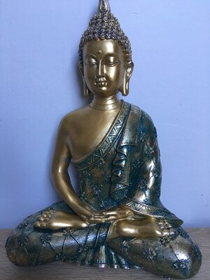 Buddha Figurine Green & Gold