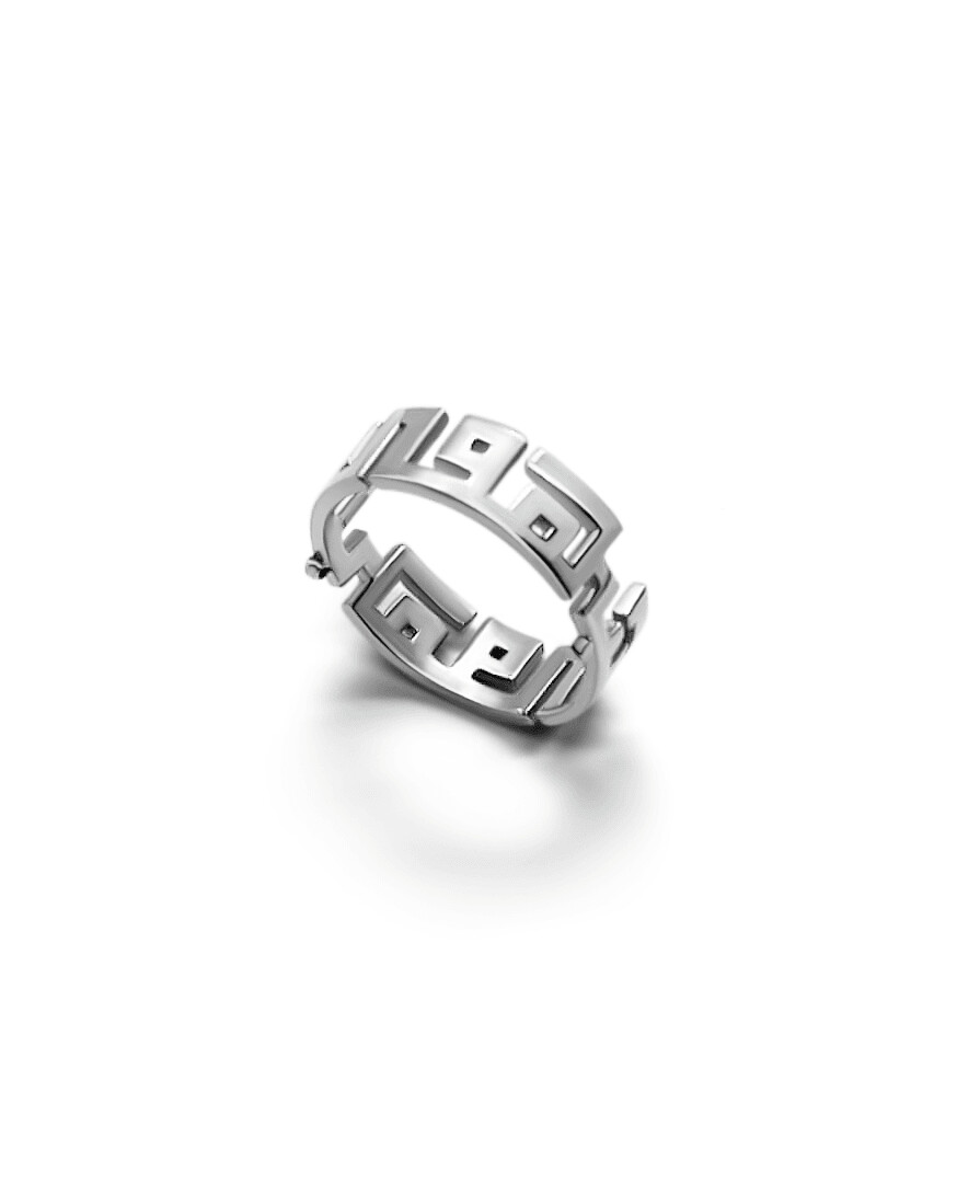Personalized Arabic Calligraphy Silver Kufic Ring | Custom Arabic Calligraphy Ring