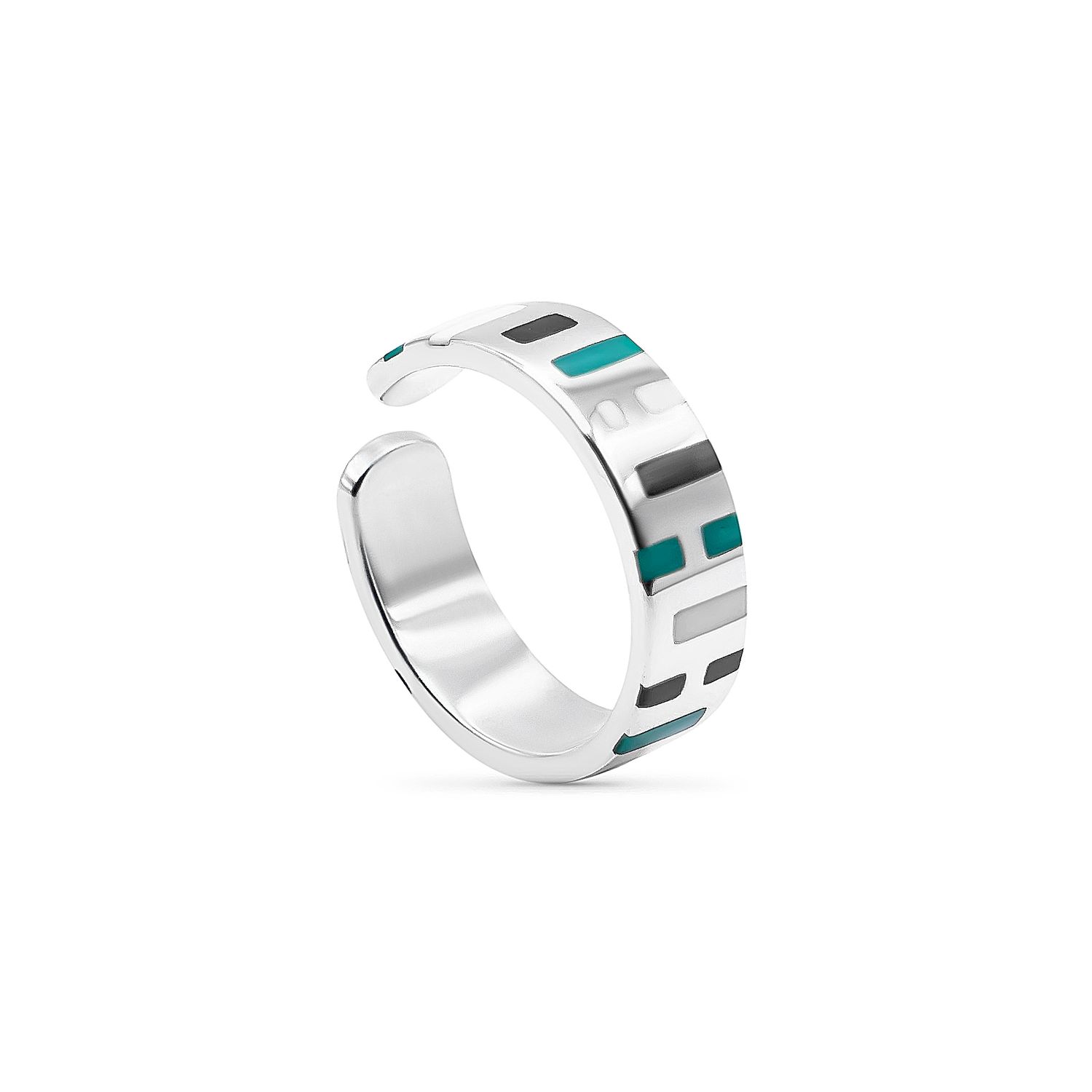 Peace - Kufic Calligraphy Ring with Abstract Ceramic Fillings