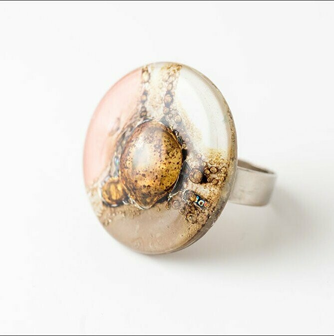 טבעת בייסיק חום לבן