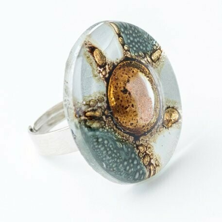 טבעת בייסיק אפור לבן