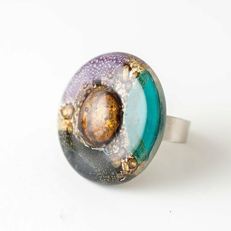טבעת בייסיק טורקיז סגול שחור