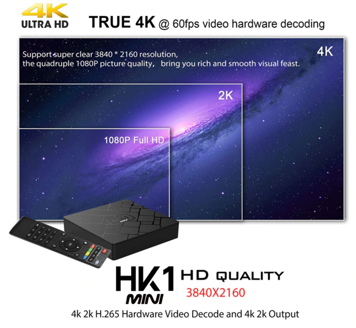 TV Box HK1 Mini (2 GB RAM &amp; 16 GB ROM) 4K HD (Android 8.1)
