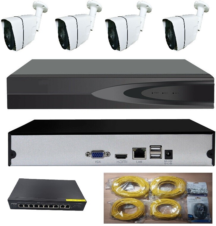 Security Camera System POE 4 MP (Higher than HD) 3 TB Hard Drive & 4 Cameras