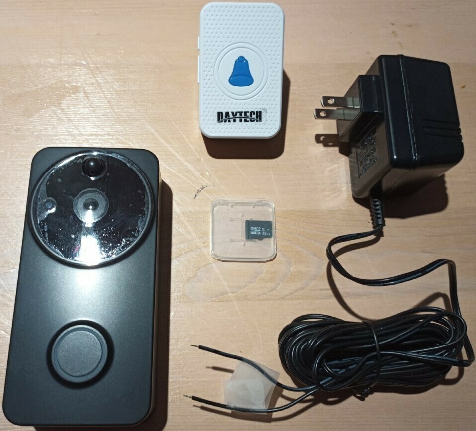 Video Camera Doorbell + 32 GB SD Card + No Batteries Needed (Wi-Fi)