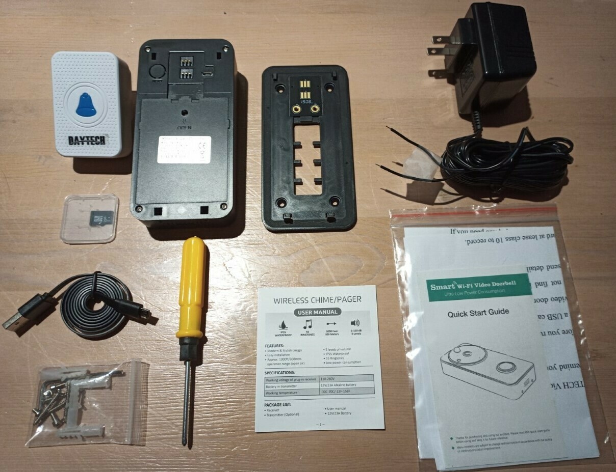 Video Camera Doorbell + 32 GB SD Card + No Batteries Needed (Wi-Fi)