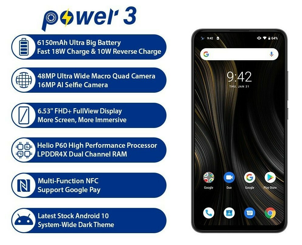 UMIDIGI Power 3 48 MP Quad Camera (4 GB DDR4 RAM & 64 GB ROM UMIDIGI Power 3 48 MP Quad Camera (4 GB DDR4 RAM & 64 GB ROM