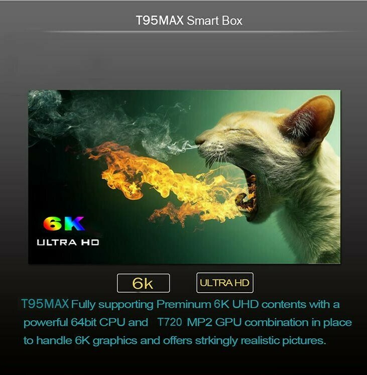 TV Box Allwinner H6 T95 Max (4 GB RAM &amp; 64 GB ROM) 6K 4K HD (Android 9.0)